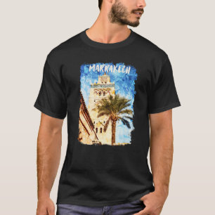 Marrakech Morocco Watercolor Kutubiyya Mosque or K T-Shirt
