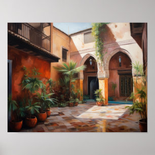 Marrakech Riad Morocco Painting Art Print Poster