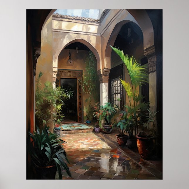Marrakech Riad Painting Art Print Poster (Front)