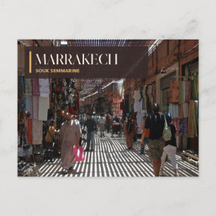 Marrakech Souk Semmarine in Striped Sunlight Postcard