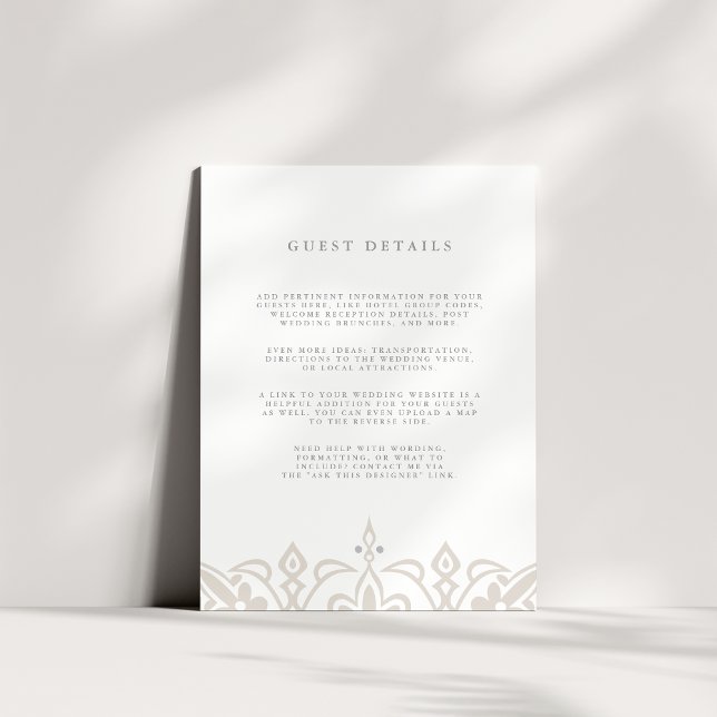 Marrakesh Guest Details Card | Linen Greige (Creator Uploaded)