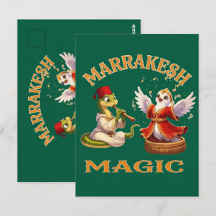 Marrakesh Magic Moroccan Snake Charmer and Pigeon Postcard
