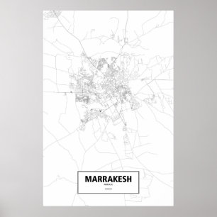 Marrakesh, Morocco (black on white) Poster