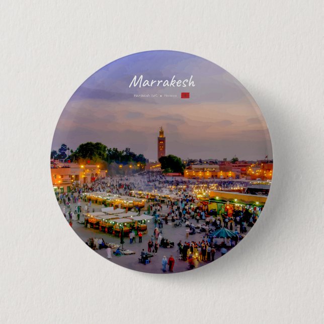 Marrakesh, Morocco - Jemaa el Fnaa Square 6 Cm Round Badge (Front)