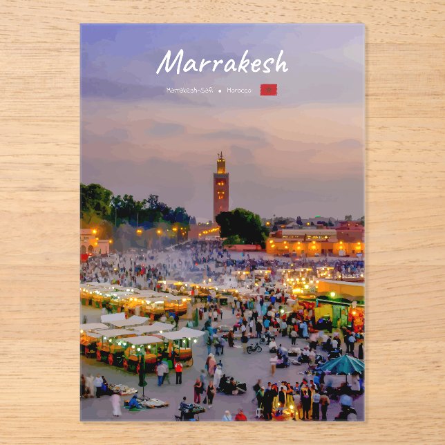 Marrakesh, Morocco - Jemaa el Fnaa Square Acrylic Invitations (Front)