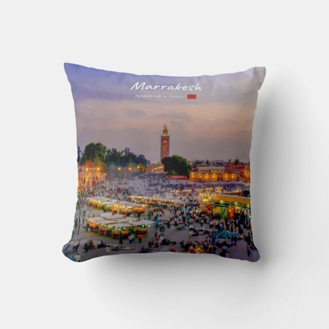 Marrakesh, Morocco - Jemaa el Fnaa Square Cushion (Front)