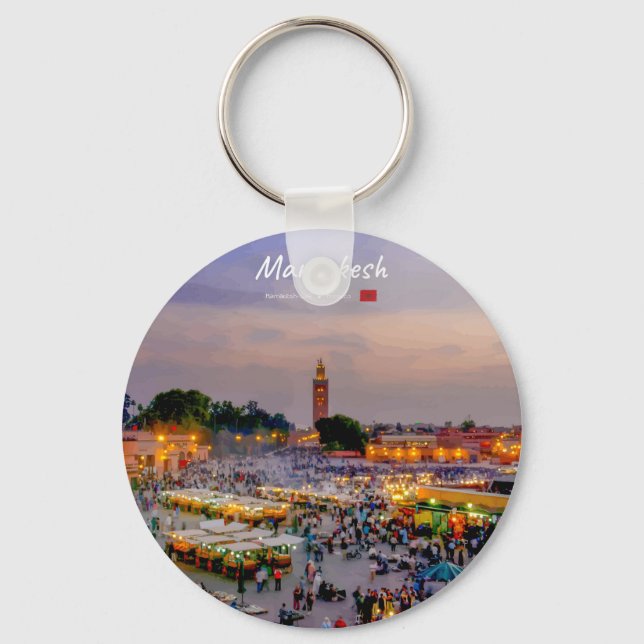 Marrakesh, Morocco - Jemaa el Fnaa Square Key Ring (Front)