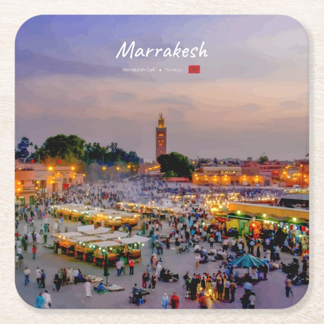 Marrakesh, Morocco - Jemaa el Fnaa Square Paper Coaster (Front)