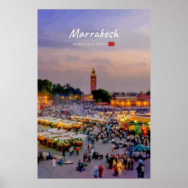 Marrakesh, Morocco - Jemaa el Fnaa Square Poster (Front)
