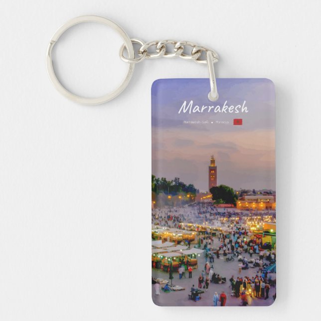 Marrakesh, Morocco - Jemaa el Fnaa Square Slim Key Ring (Front)