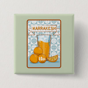 MARRAKESH Orange Juice Retro Poster 15 Cm Square Badge