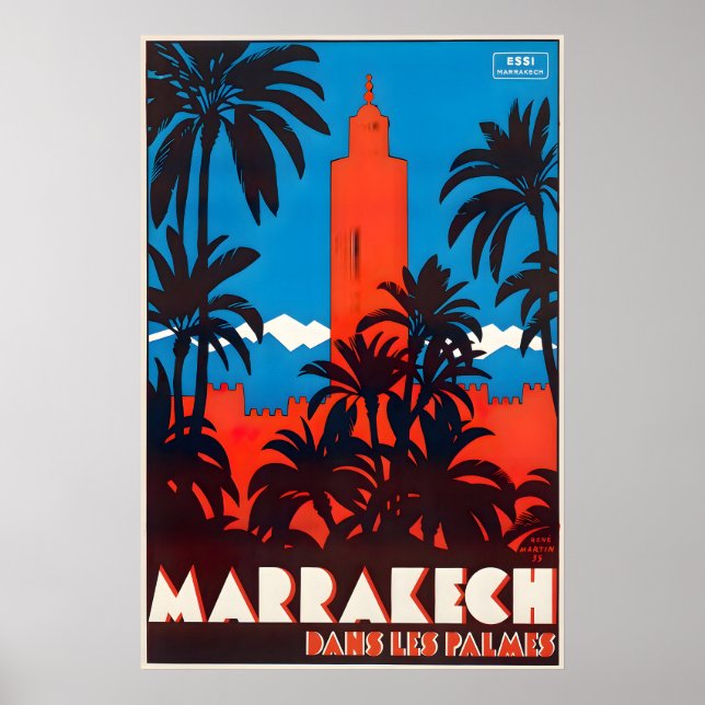Marrakesh Print Moroccan Art Morocco Travel Poste (Front)