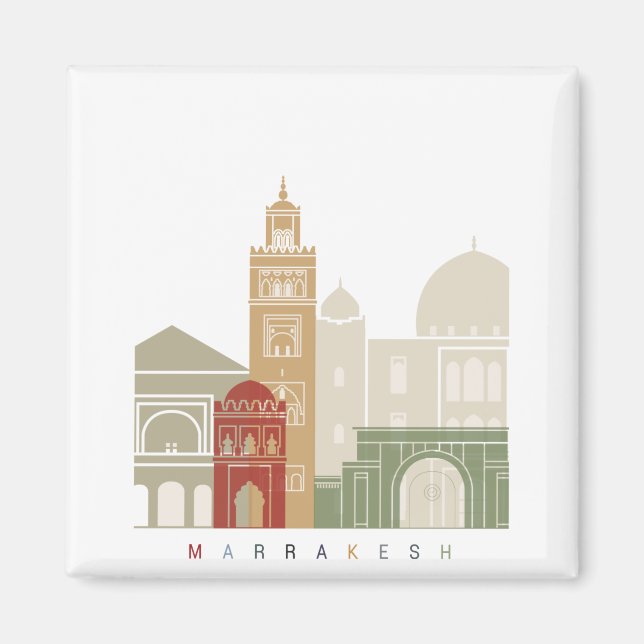 Marrakesh skyline poster magnet (Front)