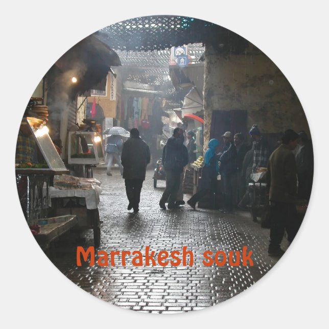 Marrakesh souk in Morocco Classic Round Sticker (Front)