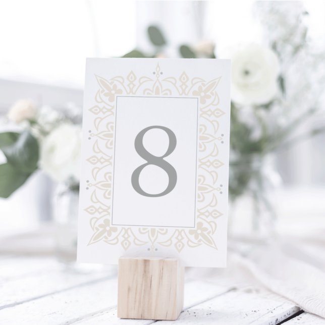 Marrakesh Table Number Card | Linen Greige (Creator Uploaded)