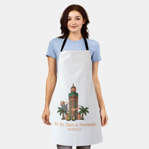 Marrakesh Tea Tower Morocco Vintage Illustration Apron