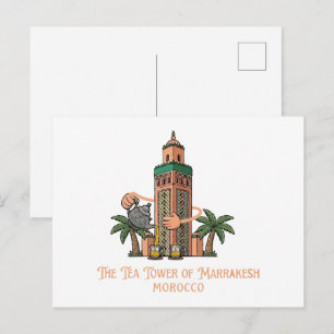 Marrakesh Tea Tower Morocco Vintage Illustration Postcard