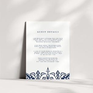 Marrakesh Wedding Guest Details Card   Navy