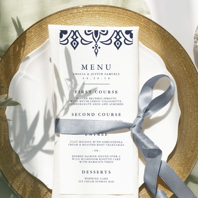 Marrakesh Wedding Menu Card | Navy (Creator Uploaded)