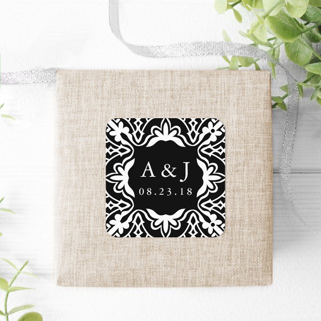 Marrakesh Wedding Monogram Stickers | Black (Creator Uploaded)