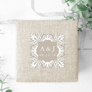 Marrakesh Wedding Monogram Stickers   Linen Greige