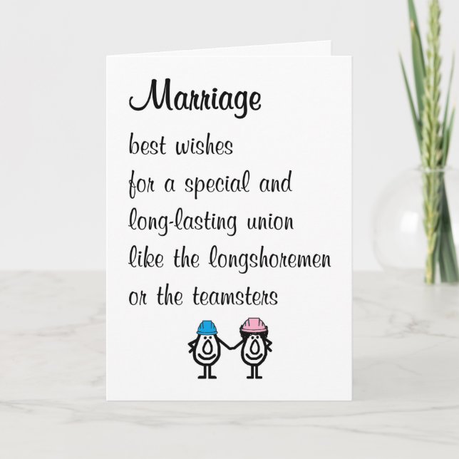 Marriage A Funny Marriage Congratulations Poem Card (Front)