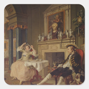 Marriage a la Mode:II- The Tete a Tete, c.1743 Square Sticker