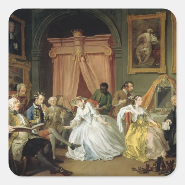 Marriage a la Mode: IV, The Toilette, c.1743 (oil Square Sticker (Front)