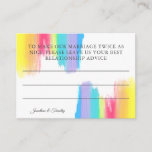 Marriage Advice Elegant Modern Rainbow Wedding Enclosure Card<br><div class="desc">Beautiful rainbow marriage advice card for your wedding reception with pretty,  artistic paint strokes full of bright colour. These colourful budget cards are perfect for an artistic couple or a gay and lesbian wedding. The cheerful card has a matching backside.</div>