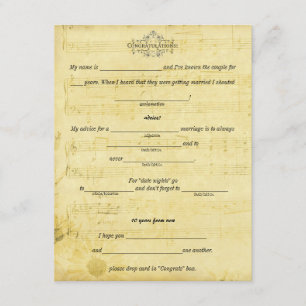 Marriage Advice, Words of Wisdom Sheet Music Advice Card