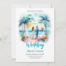 Marriage at the Beach Watercolor Wedding
