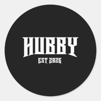 Marriage Bachelor Party Grunge Rock Hubby Est 2026 Classic Round Sticker