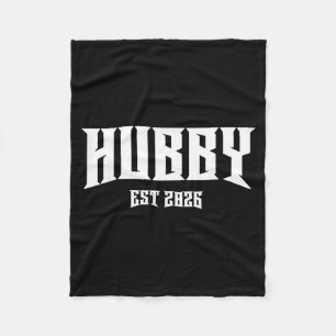 Marriage Bachelor Party Grunge Rock Hubby Est 2026 Fleece Blanket