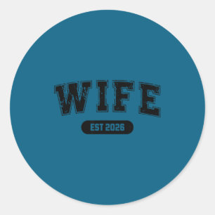 Marriage bachelor party wife and hubby est 2026 classic round sticker