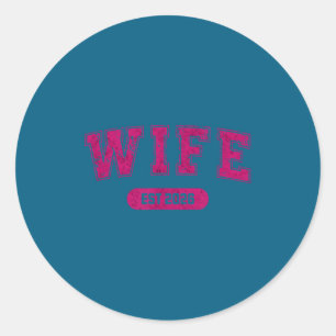 Marriage bachelor party wife and hubby est 2026 classic round sticker