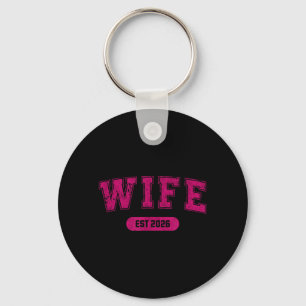 Marriage Bachelor Party Wife and Hubby Est 2026 Key Ring