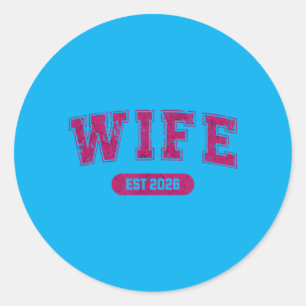 Marriage Bachelor Party Wife And Husband Est 2026 Classic Round Sticker