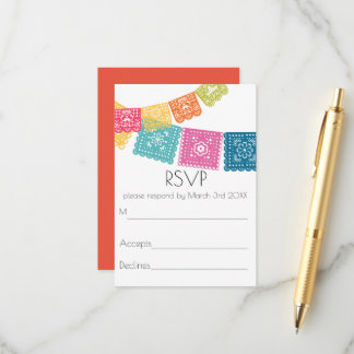 Marriage  Boda  Wedding Papel Picado RSVP Enclosure Card
