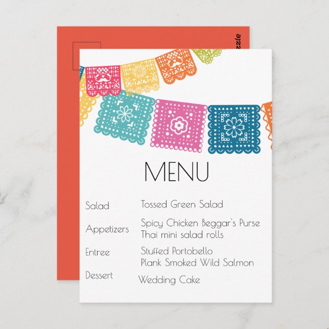 Marriage - Boda - Wedding Papel Picado RSVP Postcard (Front/Back)