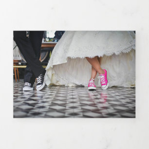 Marriage Bridal Wedding Shoes Wedding Dress Tri-Fold Invitation