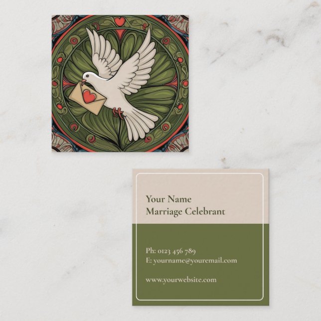 Marriage Celebrant Art Nouveau Style Square Business Card (Front/Back)