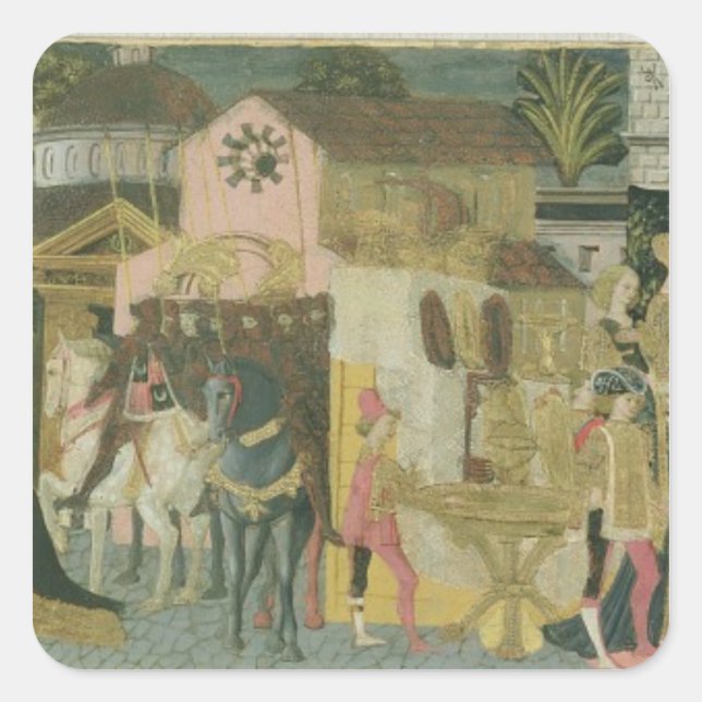 Marriage ceremony painted on cassone panel, Floren Square Sticker (Front)