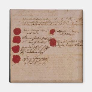 Marriage certificate of Wolfgang,Mozart and Weber Magnet