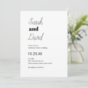 Marriage chic Modern black and white wedding Invitation