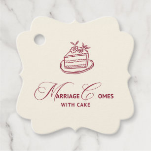 Marriage Comes With Cake Beige And Maroon Seals Favour Tags