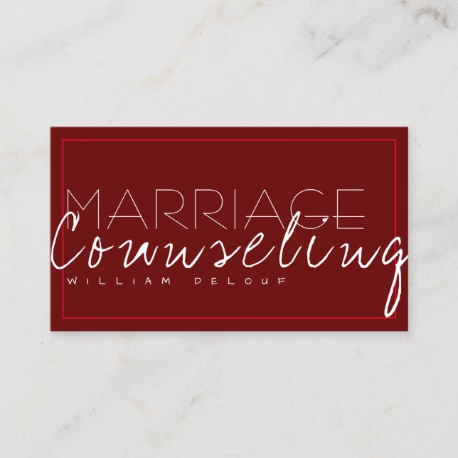Marriage Counseling  Relationship Therapist Business Card (Front)