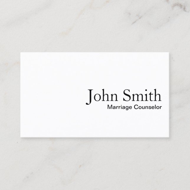Marriage Counsellor Minimalist Business Card (Front)