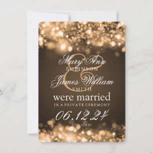Marriage Elopement Sparkling Lights Gold Announcement