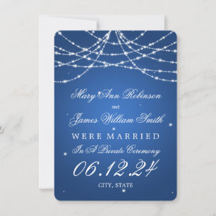 Marriage / Elopement Sparkling String Blue Announcement