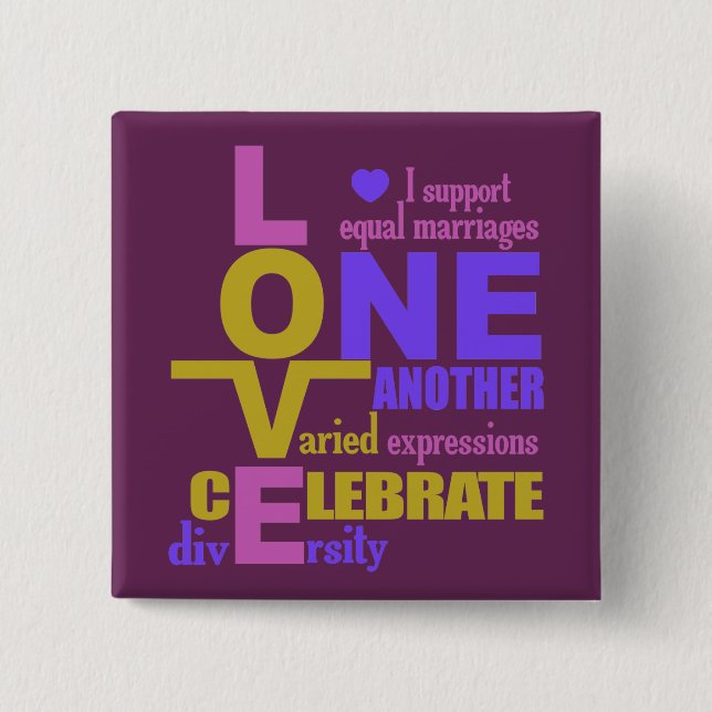 Marriage Equality / One Love custom button (Front)